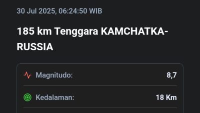 Gempa Dahsyat M8,7 Guncang Kamchatka, Peringatan Tsunami Dikeluarkan untuk Indonesia Timur
