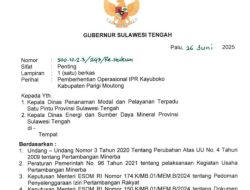 Gubernur Sulteng, Hentikan Sementara Izin Tambang Kayuboko Di Parimo