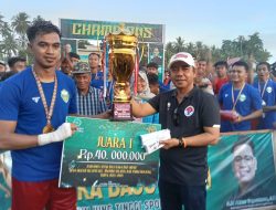 Dusunan Barat Juara, Turnamen Kaka Baju Hitam Ditutup Resmi Ketua KONI Parimo