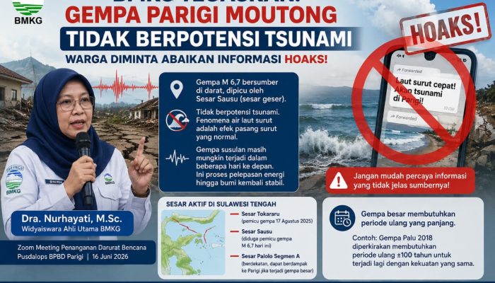 Nurhayati Gempa Magnitudo 6,7 Guncang Parigi Moutong Tidak Berpotensi Tsunami