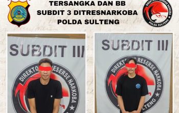 Polda Sulteng Ringkus Dua Pelaku, Sita 103 Gram Sabu