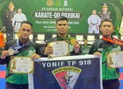 Tiga Prajurit Yonif TP 918 Raih Podium Kejurnas Karate