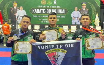 Tiga Prajurit Yonif TP 918 Raih Podium Kejurnas Karate